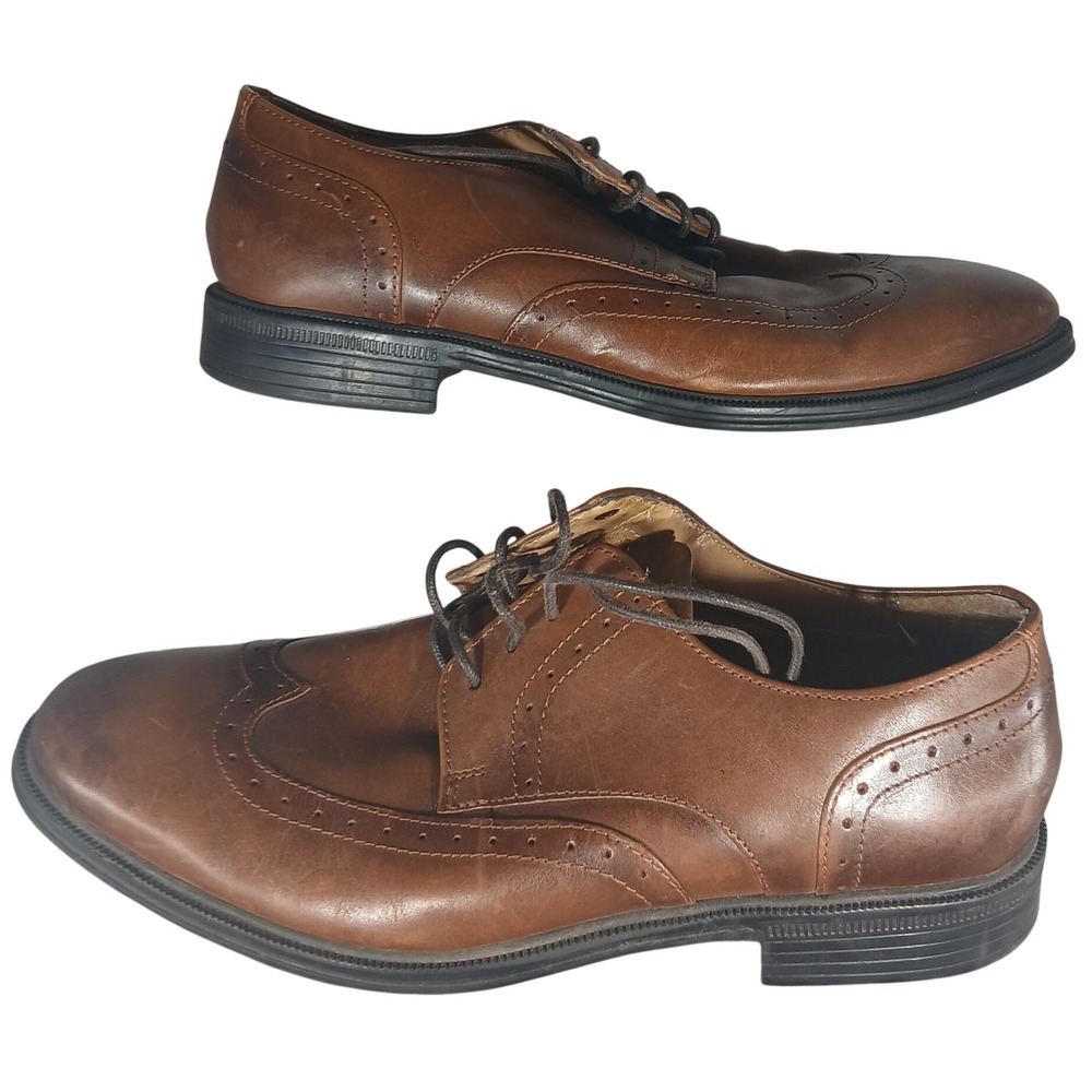 Nunn Bush Mens Brown Leather Wingtip Comfort Gel Dress Shoes Size 8‎ M